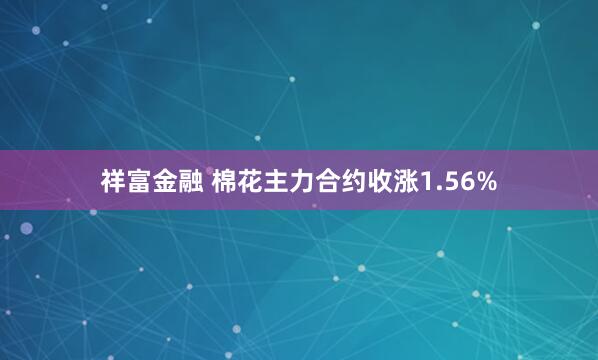 祥富金融 棉花主力合约收涨1.56%
